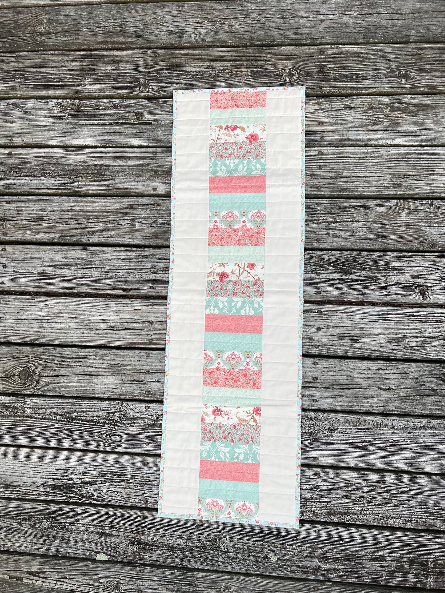 Aqua and Pink Country Table Runner