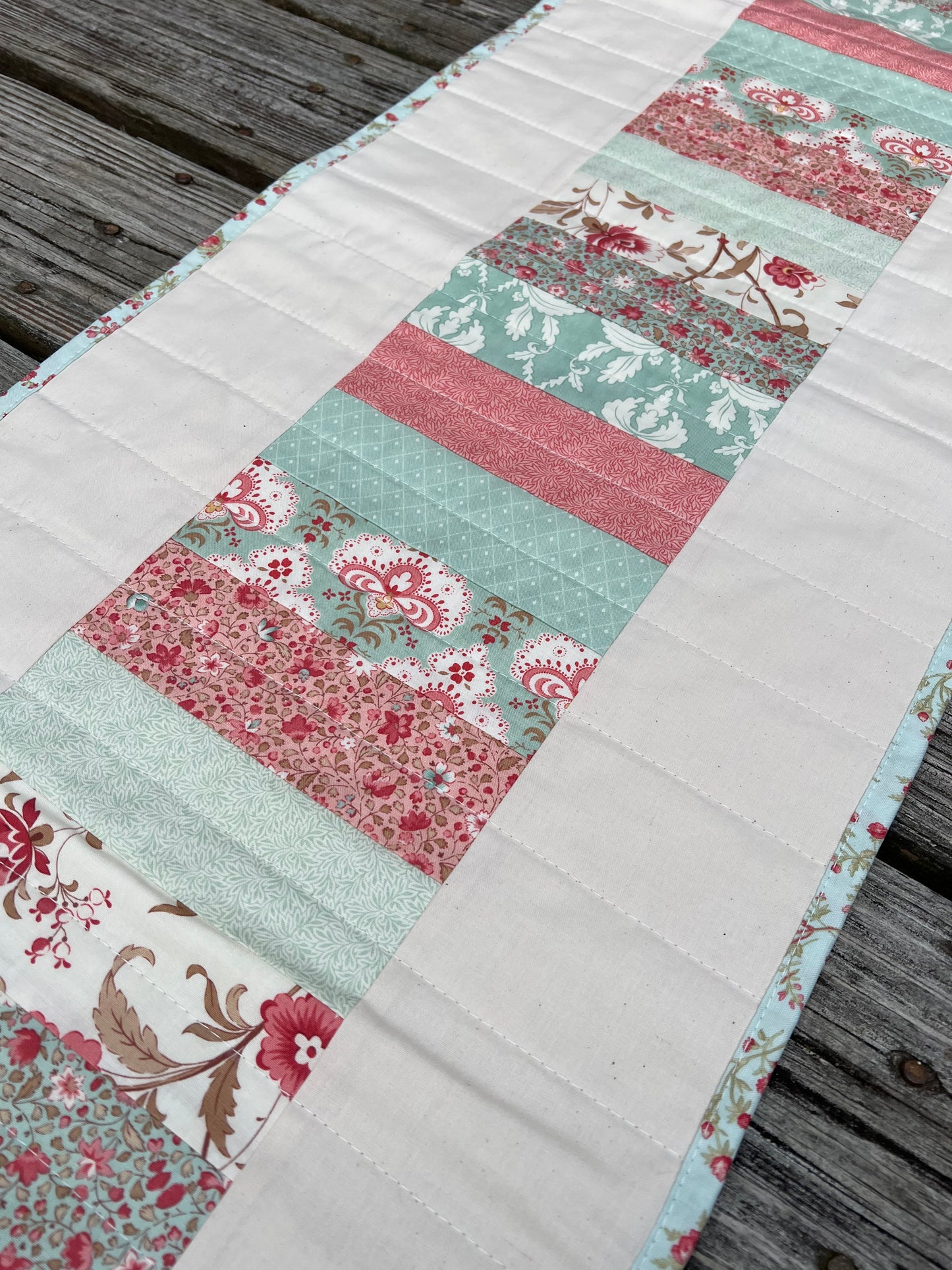 Aqua and Pink Country Table Runner