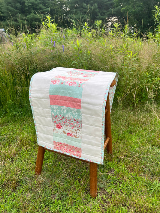 Aqua and Pink Country Table Runner