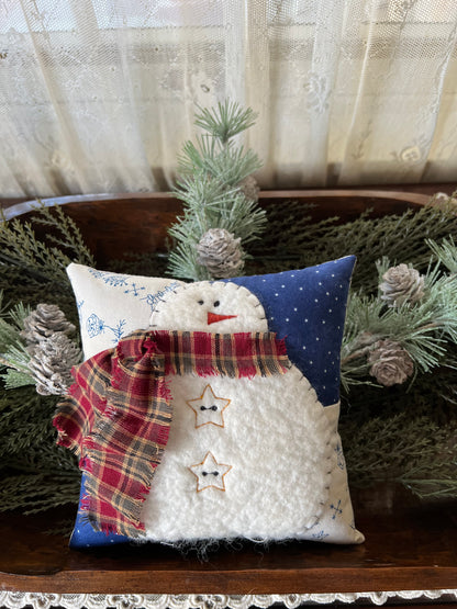 Snowman Bowl Pillow - Blue