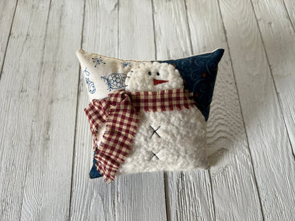 Mini Snowman Pillow - Blue