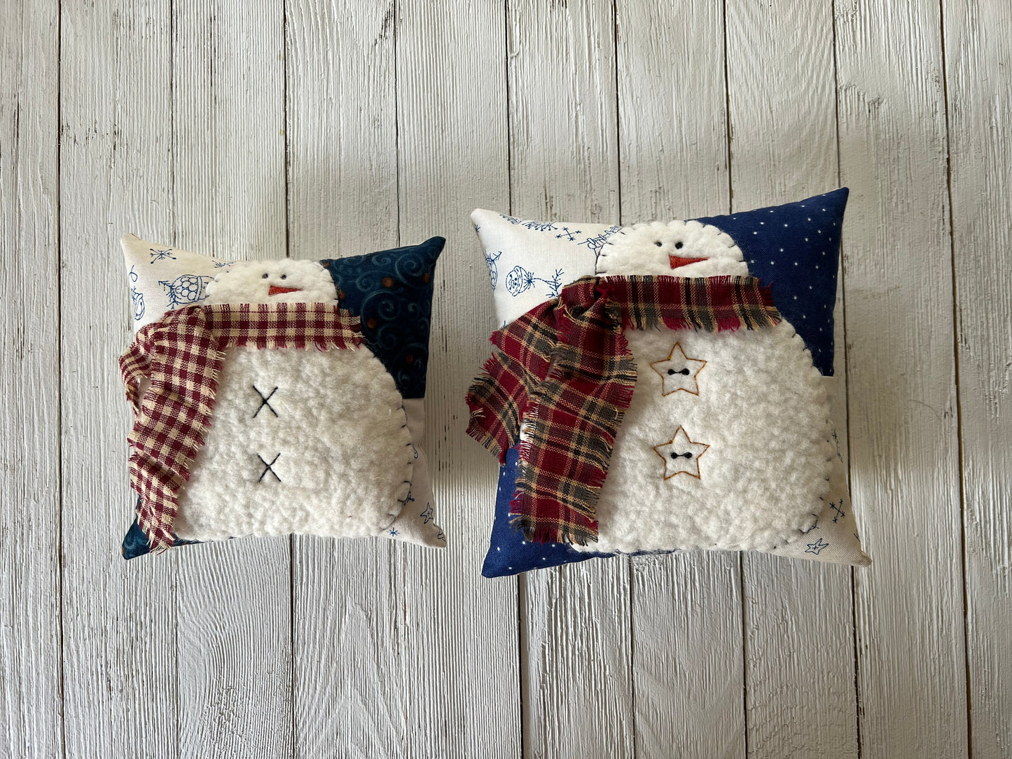 Mini Snowman Pillow - Blue