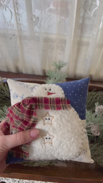 Snowman Bowl Pillow - Blue